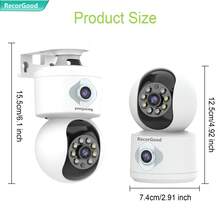 Cámara de 2K WIFI de función completa, visión nocturna a color de doble lente, PTZ Pan-Tilt-Zoom, detección de movimiento precisa por IA, alarma de sonido y luz, disuasión con un solo clic, conexión inalámbrica WiFi de 2.4GHz, audio bidireccional + uso compartido multiusuario, compatible con tarjeta Micro SD / almacenamiento en la nube + reproducción + visualización en pantalla múltiple, notificaciones de alarma en tiempo real a través de la aplicación - Especificaciones múltiples - Ver 3