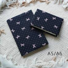 Black Base Pink Bow & Polka Dot Fabric Book Sleeve, Reusable Cloth Notebook Cover, Fits A5 & A6 Journals, Decorative Planner Protector,Back To School - Sets - View 13