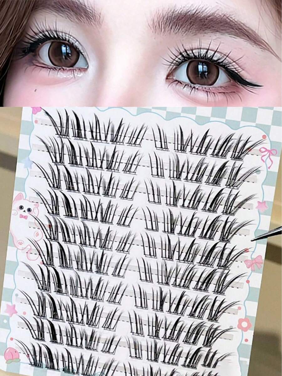 MIXIAOHE Pestañas de Ciervo Engrosadas de 9-11mm, Ligeras & Delgadas. Estilo Zorro Rizado y Vivo, Aspecto Natural y Súper Fotogénico para el Maquillaje de Ojos Diario.