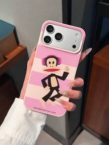 Officially Licensed Paul Frank Liquid Silicone Phone Case, Full Coverage Anti-Drop Protection For Camera, Listening To Music Monkey Striped Pattern, New Style Compatible With Iphone 11/12/13/14/15/16/17/18 Pro Max Phone Protective Cover, Holiday Gift, Daily Commute, Daily Anti-Drop Highly Attractive Model - Multicolor - View 1