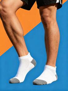 1/6/12/18 Pairs Men's Color Block Black & White Mid-Calf Socks, Sports Running Socks, Suitable For All Seasons - Multicolor - View 6