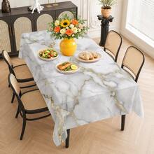 1pc, Home Decor, White Marble Pattern Printed Tablecloth - 100% Polyester, Rectangular, Woven, Suitable For Home Kitchen Dining Room, Party Dinner, Picnic Camping, Date, Wedding, Theme Party Decoration, Indoor And Outdoor Use - Multicolor - View 15