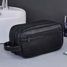 Double Layer PU Leather Travel Makeup Bag, Men's Handheld Multifunctional Storage Bag, Suitable For Travel - Multicolor - View 14