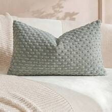 1pc/2pcs Bohemian Striped Pillow Covers (Pillow Inserts Not Included), Soft Plush Corduroy Solid Color Decorative Square Pillow Covers, Suitable For Holidays, Sofa, Bedroom, Bed, All Seasons Use. - Dusty Blue - View 9