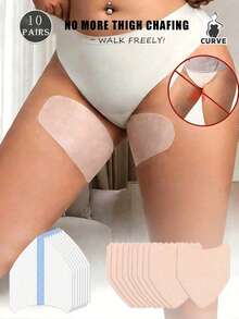 10 Pairs Women's Thigh Chafing Pads, Inner Thigh Anti-Friction Pads, Invisible Anti-Chafing Pads For Walking, Running, Exercise, Strolling And Fitness - Multicolor - View 1
