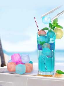 1/12/24pcs Reusable Plastic Ice Cubes, Washable And Freezable Ice Cubes, Suitable For Coffee, Bar Parties And Holiday Celebrations - Christmas, Easter, Thanksgiving, Back To School - Multicolor - View 2