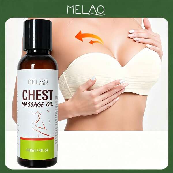 MELAO Chest Massage Oil 118ml/4fl.Oz, Natural Firming Bust Massage Oil, Nourish Chest Skin, Improve Elasticity & Smooth Sagging Chest Area