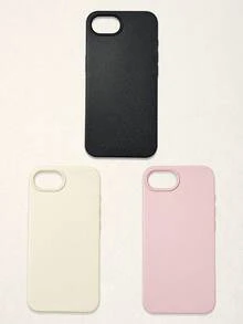 3pcs Solid Color Faux Leather Texture Waterproof Anti-Slip Anti-Fall Phone Cases, Matte Soft TPU Shockproof Protective Covers, Minimalist Aesthetic Dopamine Black / Pink / Cream White Phone Cases, Daily Use & Birthday / Valentine's Day / Mother's Day / Anniversary Gift Choice, Compatible With Iphone Case& Galaxy Case - Multicolor - View 39