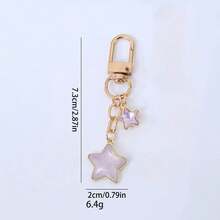 1pc Pentagram Pendant Lovely Colorful Cartoon Keychains Car Keyring Handbag Pendants Love Charm Of Earphone Case Keychain - Multicolor - View 8