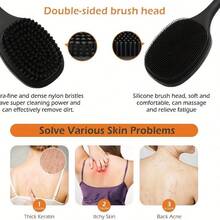 Body Scrub Long Shower Body Brush Exfoliating Tool For Skin Easy To Clean With Lather For Wet Or Dry Use Bath Brush For Men Women - Black - View 5