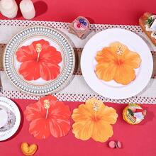 20/40/60 Peças, Guardanapos em Formato de Flor de Hibisco Havaiana, 2 Camadas, Descartáveis, Estampa de Hibisco Vermelho e Laranja, Suprimentos de Mesa para Aloha Luau, Churrasco de Verão, Decorações para Festa na Piscina e Luau, Churrascos na Praia, 13*13 Polegadas - Visão 1