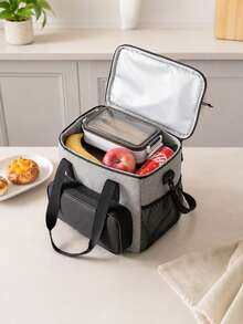 1pc Foldable Insulated Lunch Bag, Tote Bag, Large Capacity, Suitable For Office Workers, Students, Insulated Bento Box Bag, Waterproof, Thermal/Cooling, Can Hold One Full Meal, High Quality, Suitable For Home, Morning, Outings, Travel, Picnic - A - View 1