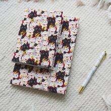 Japanese Lucky Cat Print Fabric Book Cover, Reusable Cloth Book Sleeve For A5 A6 Journals, Decorative Notebook Protector For Planner & Diary - Sets - View 6