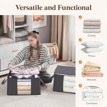 Foldable Clothes And Quilt Storage Bag - Dust-Proof Non-Woven Fabric Organizer Bag With Handle And Viewing Window - Space-Saving Organizer For Clothes, Books, Toys, Blankets, Breathable And Durable Fabric, Suitable For Bedroom, Dorm, Closet - Multicolor - View 7