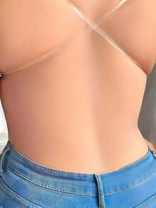 1Pair Women Self-Adhesive Bra With Clear Straps, Front Closure Bra, Invisible Push Up Strapless Bra For Backless Dresses - Multicolor - View 6