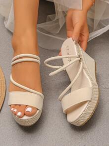 Xfxf Teen Open Toe Breathable Wedge Sandals, Suitable For Campus/Home Leisure/Outdoor Walking And Other Scenarios - Beige - View 3