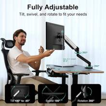 Nearhub Single Monitor Mount,13-32 Inch Computer Screen,Strong Adjust Gas Spring Monitor Arm,Full Motion Adjust With C Clamp And Grommet Base, Holds Up To 22 Lbs,VESA Mount 75mmX75mm,100mmX100mm - View 6