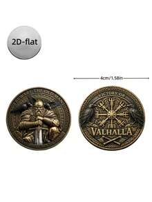 Replica Coin Nordic Viking Mythology Odin Raven Viking Warrior Courage Commemorative Coin, Comes With Protective Case - Multicolor - View 7