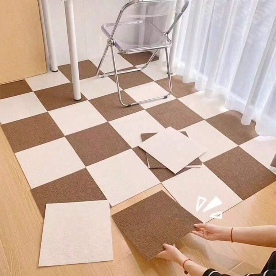 11.81 In * 11.81 In Self-Adhesive Carpet Tiles, Non-Slip Reusable Interlocking Carpet Mats, Glue-Free Self-Stick Carpet Squares, Easy DIY Installation For Home Use, Suitable For Bedrooms And Living Rooms (8 Pieces Per Pack)