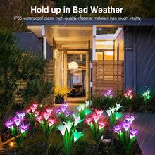 4pcs Purple Lily Solar Garden Lights, Larger Lily Flowers, 7 Color Gradient Outdoor Solar Lights - Larger Solar Panel, Smart Light Sensor Auto On At Dusk And Auto Off At Dawn, Suitable For Yard Garden Decoration, Gift For Mom, Gift For Garden Lovers - Lily - View 10