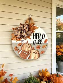 Autumn Wreath, Autumn Door Hanging Decor, Football And Pumpkin Sign, Football Door Hanging Decor, Pumpkin Sign, Autumn Pumpkin Sign, Hello Fall Sign - Perfect For Front Door Decor, Wall Decor, Yard Decor, Autumn Decor And Holiday - Rugby and Pumpkin - View 8