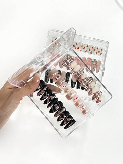 Large Nail Art Press-On Nail Storage Box, Press-Type Nail Tip Storage And Display Box, Nail Art Work Display And Exhibition Box, Can Store Multiple Sets Of Press-On Nails