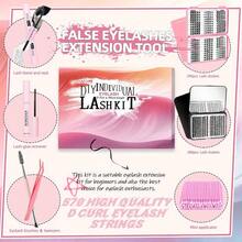 Kit De Extensin De Pestaas Wispy, 570 Piezas, Rizo En D, 6 Estilos, Grupos De Pestaas Individuales, Extensin De Pestaas Con Adhesivo Y Sellador, Removedor Rpido De Pegamento, Pinzas - Rosa - Ver 7
