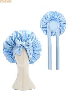 CONFLASS 1/2/4/5pcs Women Sleeping Cap, Elastic Satin Colorful Sleeping Hat For Casual Home Hair Care,Holiday,Festival - A - View 9