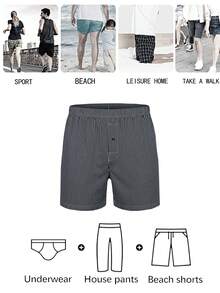 3pcs Men's Underwear, Polyester Fabric, Long Leg Style, Button Fly, Suitable For Daily Wear And Vacation - Multicolor - View 7