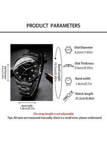 4pcs Men's Black Accessory Set, Black Dial Rhinestone Roman Numeral Quartz Watch Paired With Cuban Bracelet, Cross Necklace And Vintage Ring, Rugged And Handsome, Perfect Gift For Boyfriend, Son, Father On Birthday, Valentine's Day Or Father's Day, Showcasing Man Charm. Gift Box Not Included - Black - View 4