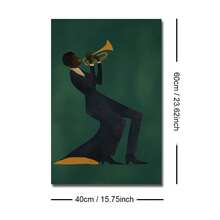 1 pezzo cartellone su tela con cornice/senza cornice verde scuro Jazz Moda Africana Stampa artistica minimalista Musica Africana per decorazione ingresso corridoio, adatto per appartamento, soggiorno, camera da letto decorazione casa moderna - B - Visualizzare 13