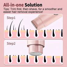 2 In 1 Women Electric Razor & Bikini Trimmer, IPX7 Waterproof Wet Dry Shaver With Ceramic Sharp Blade, USB Rechargeable 400mAh Dual Head Hair Trimmer For Face, Underarm, Leg And Pubic Hair, Portable Personal Groomer, Gift For Men Women,Multiple Color - 西瓜粉 - 查看 10