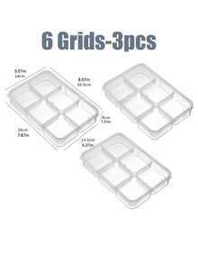 1/3/6pcs Practical 4/6 Compartment Reusable Food Prep Storage Containers, Meal Prep Containers, Multi-Function Snack & Fruit Tray & Portion Control Lunch Box, Suitable For Adults, Ideal For Home, School, Office, Travel, Birthday & New Year Gift - Multicolor - View 16