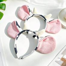 1入 牛角髮箍 可愛趣味 防滑髮圈 女用洗臉化妝髮飾 派對個性演出拍照道具 - A - 查看 3