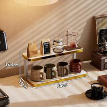 1 pieza Estante de almacenamiento multifuncional para escritorio, soporte de exhibición multiusos, portavasos, estante para perfumes, estante para especias, soporte para pasteles, adecuado para vasos de agua, tazas de café, juegos de té, escritorio de oficina, barra de café, cocina, decoración del hogar - Dorado - Ver 15
