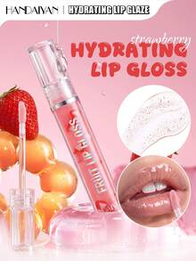 HANDAIYAN Óleo Labial Líquido com Aroma de Frutas: Brilho Labial Hidratante, Nutritivo e Umectante que Minimiza as Linhas dos Lábios e Previne o Ressecamento - Perfeito para Festivais de Música, Presentes, Festas de Maquiagem, Camping, Viagens, Halloween, Natal e um Item Essencial - morango - Visão 1