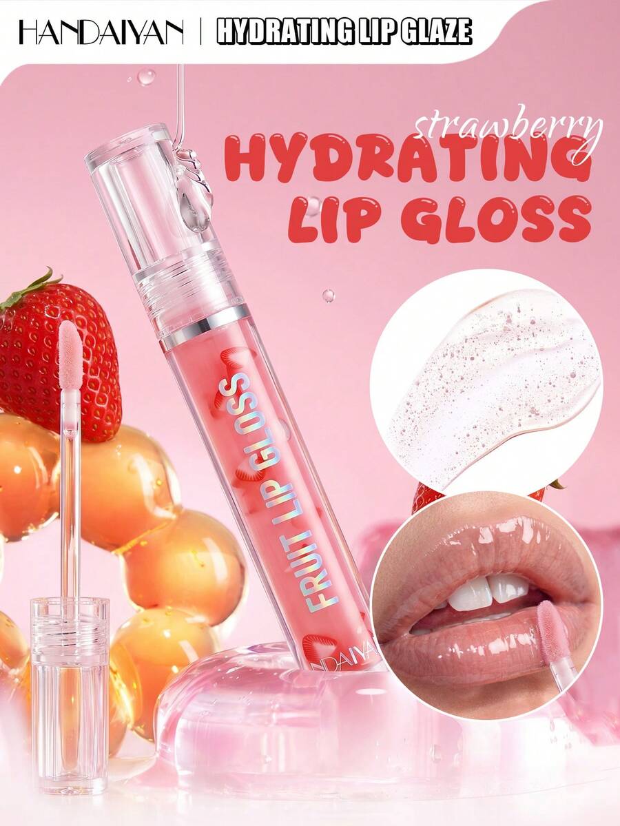 HANDAIYAN Óleo Labial Líquido com Aroma de Frutas: Brilho Labial Hidratante, Nutritivo e Umectante que Minimiza as Linhas dos Lábios e Previne o Ressecamento - Perfeito para Festivais de Música, Presentes, Festas de Maquiagem, Camping, Viagens, Halloween, Natal e um Item Essencial - morango - Visão 1