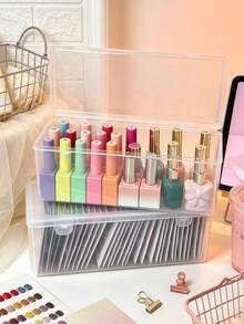 1pc Clear Stackable Plastic Pencil Box With Secure Snap Lid Large Capacity Marker Gel Pen Coloring Pencil Storage Organizer Portable Desktop Drawer Container Multi-Use For School Student Office Artist Craft Jewelry Small Gadget Storage Holder - Multiple Styles - View 5