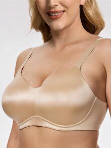 Wingslove Plus Size Seamless Comfortable Wireless Bra, No Padding Full Coverage U-Back Convertible Cross Strap - Champagne - View 6
