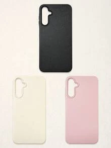 3pcs Solid Color Faux Leather Texture Waterproof Anti-Slip Anti-Fall Phone Cases, Matte Soft TPU Shockproof Protective Covers, Minimalist Aesthetic Dopamine Black / Pink / Cream White Phone Cases, Daily Use & Birthday / Valentine's Day / Mother's Day / Anniversary Gift Choice, Compatible With Iphone Case& Galaxy Case - Multicolor - View 41