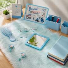 Girls Blue Locker Accessory Kit, 17pcs School Locker Decor With Magnetic Whiteboard, Mirror, Storage Boxes, Hooks, Floral Magnets, Rug And Labels, Cute Locker Decoration For Middle School - Mint Blue - View 7