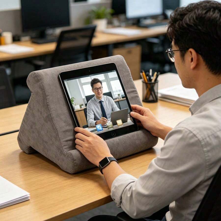 DecoDeco Soporte de Almohada Ajustable para Tablet, color gris suave - Ver 1