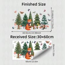 Cartoon Animal Forest Static Window Clings, Double-Sided Visible & Reusable, For Home, Kids Room & Kindergarten Decor - Multicolor - View 13