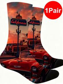 1/5/10 Pairs Multicolor Contrast Pattern Mid-Calf Socks, Fun Crazy Novelty Breathable Socks, Men's Gift, Fashion Preppy Style, Soft And Breathable, Daily Versatile, Sports, Casual Wear, Spring Summer Autumn Winter - Multicolor - View 14