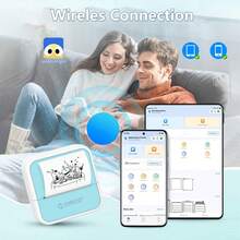 ORICO - Printer Mini Portabel, Printer Label Termal Mini, Printer Termal Portabel, Dilengkapi Kertas Cetak Termal, Mendukung Pencetakan Foto dan Label, Printer Bluetooth Tanpa Tinta, Cocok untuk Mencetak Gambar, Foto, Buku Harian, Sangat Cocok untuk Perlengkapan Sekolah DIY - Stiker Gulungan PK+1 - View 9