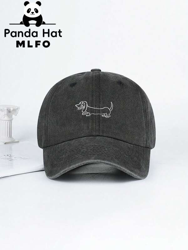MLFO Mũ lưỡi trai bóng chày thêu họa tiết đường kẻ chó Dachshund mới thời trang, phong cách Y2K mũ dad hat điều chỉnh được, mũ casual ngoài trời, phù hợp đi mua sắm, cắm trại, nghỉ mát bãi biển, thể thao ngoài trời