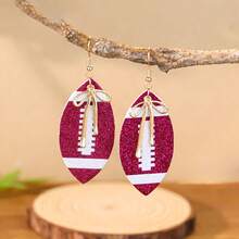 European American Sports Football Earrings, Acrylic Ball Game Day Ear Jewelry Accessories - 25080607-khaki - View 8