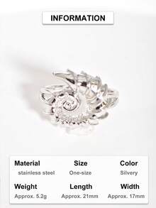 1pc Conch Shell Shaped Open Ring, Gold/Silver Color Options, Adjustable Niche Design Ring, Versatile Women's Accessory - Silver - View 13