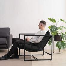 Zinus Aidan| Silla de Estructura Metálica con Cojines de Espuma Color Avena y de Fácil Armado| Garantía de 1 año - Blanca - Ver 9