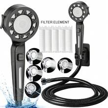 Tatukiko High Pressure Handheld Shower Head Set With 5 Filter Elements, 5 Spray Settings, One-Key Stop, Adjustable Wall Mount & Hose, Universal Fit, For Home Bathroom - Set Of 8 Pieces - View 4